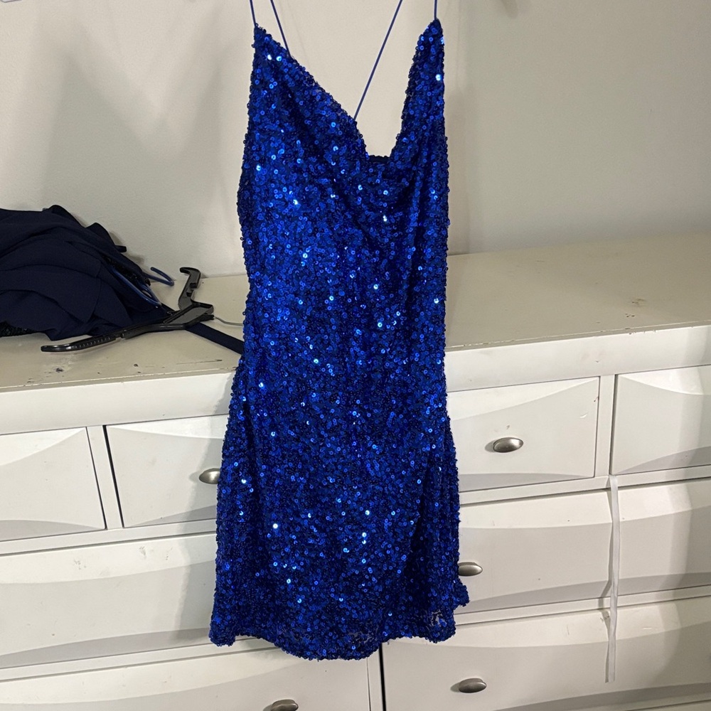 B Darlin Royal Blue Sequin Mini Dress